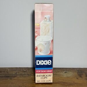Vintage Dixie Bathroom Cups 100 3 Oz‎ Seashells New Sealed Box A2 NOS 90s Prop